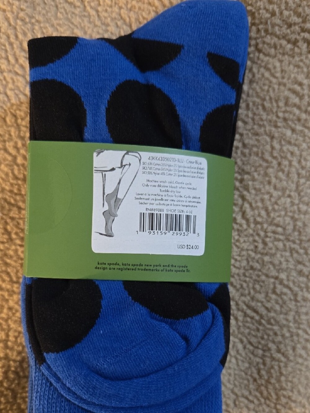 Kate Spade Crew Socks - 3 Pair - Picture 3 of 3